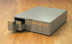 Micro slide storage cabinet, dark beige