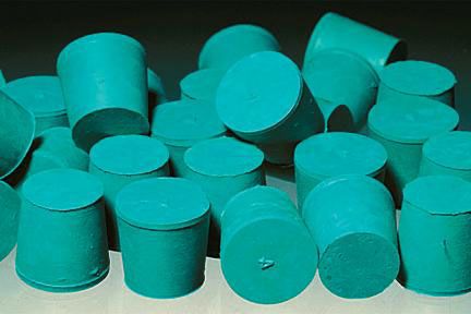 Solid Rubber Stoppers, Green, 8/Pk