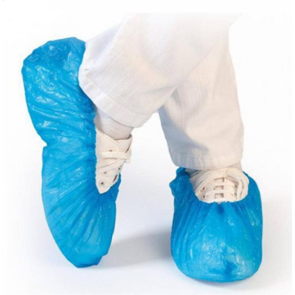 Blue PP+CPE Shoe cover with white PVC so
