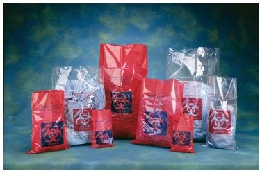 AUTOCLAVE BAGS, CLEAR/RED/YELLOW, PRINTED, BIOHAZARD 415X600MM