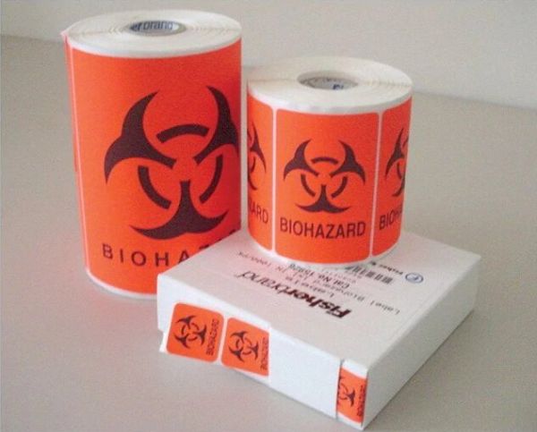 LABELS BIOHAZARD 5X5IN 250/PK