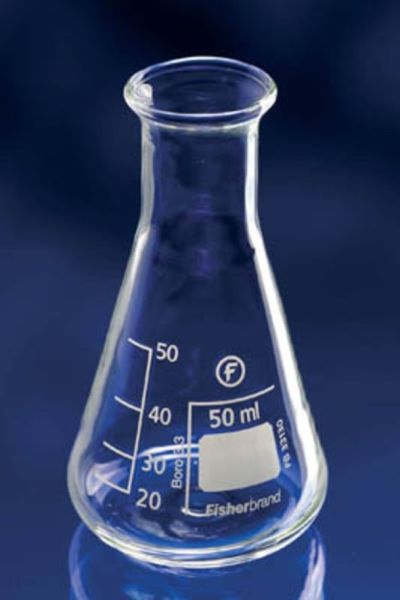 Fisherbrandâ„¢ Borosilicate Glass Narrow Neck Erlenmeyer Flasks, 50mL