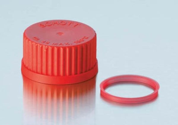 Duran Red PBT Screw Caps with PTFE Seal