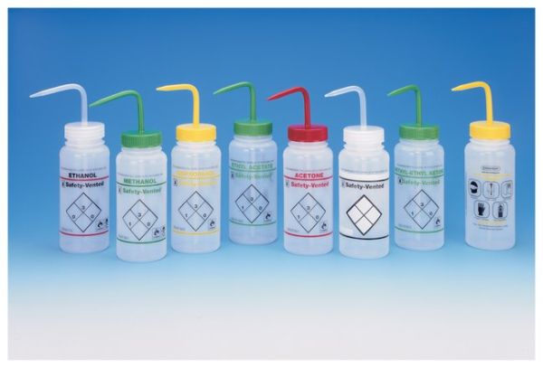 Bel-Art™ SP Scienceware™ Two-Color Wash Bottles - Safety-Vented™ and Safety Labeled, Wide-Mouth