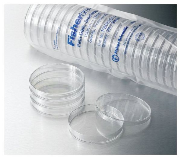 Fisherbrand™ Polystyrene Petri Dishes with Clear Lid, Sterile, 100 x 15mm (L x W), 500/CS