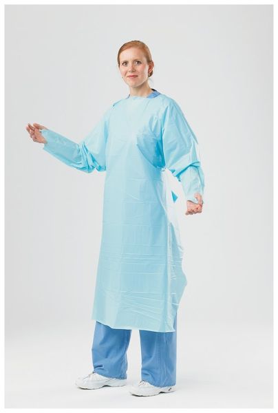 Gown Disposable, Regular, LDPE, Blue, pk