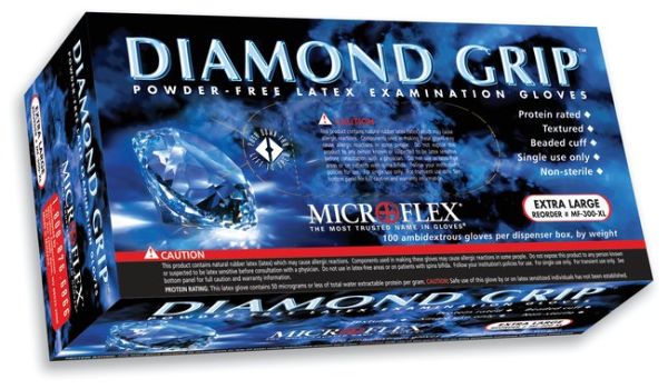 Diamond Grip Powder Free Latex Exam Glov