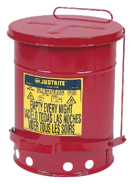 Justrite™ Galvanized-Steel Oily Waste Safety Cans