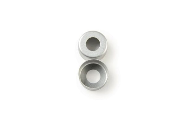 Thermo Scientific™ 11mm Autosampler Vial Crimp Caps, PTFE/Red Rubber Septa; Silver Aluminum Seal