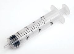 DISPOSABLE SYRINGE 20ML WITH RUBBER PLUNGER, LUER SLIP