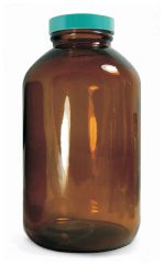 Qorpak™ Amber Wide Mouth Packer Bottles with Green Thermoset F217 and PTFE Cap